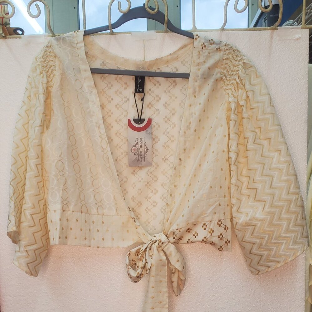 Sacred Threads Cream Colored Cover Blouse NWT- S/M